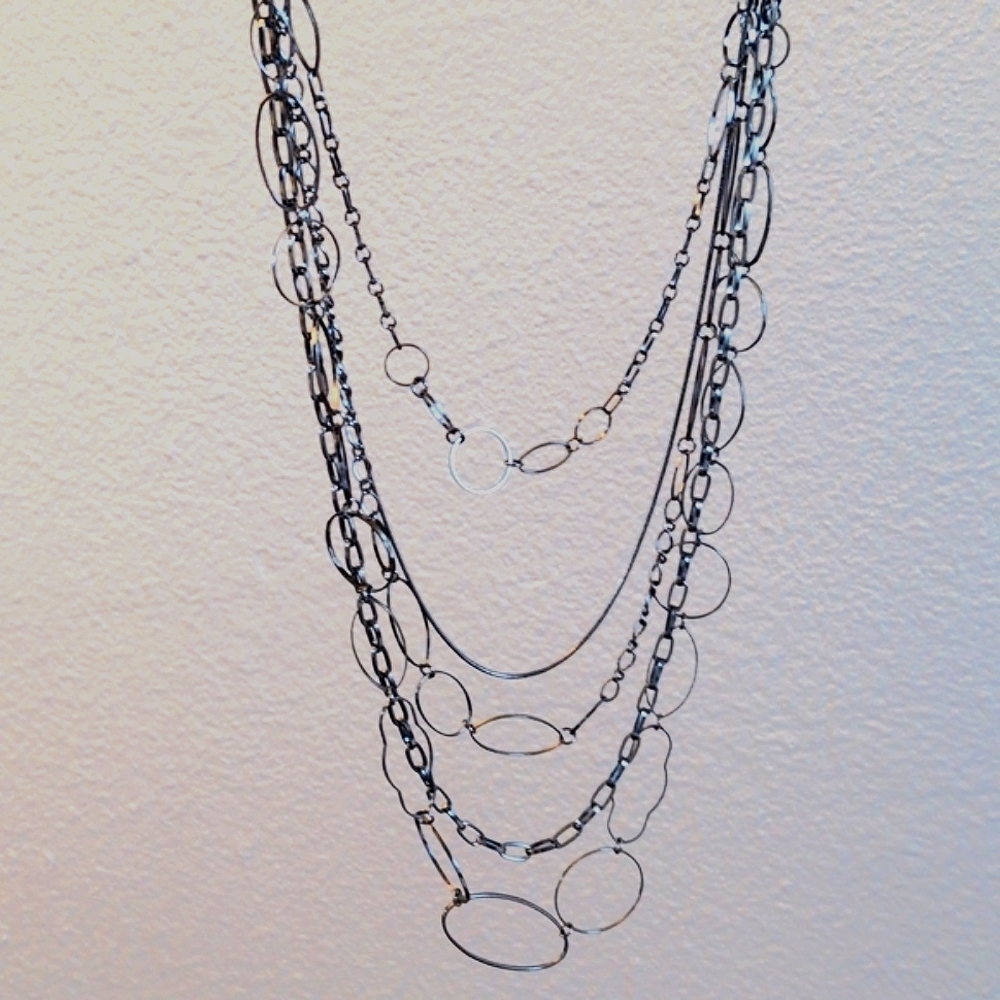 NWT Layered Bubble Necklace in Hematite